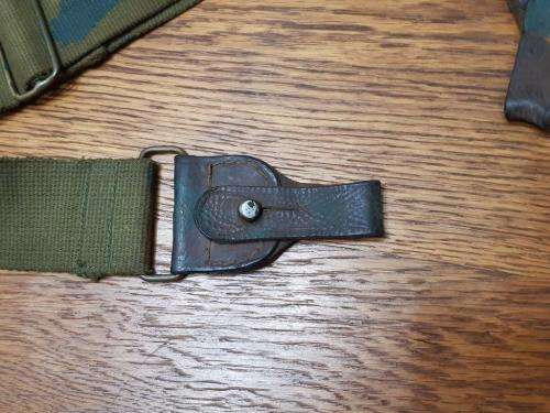 Rhodesian Rifle Sling with leather tabs Painted Camo.