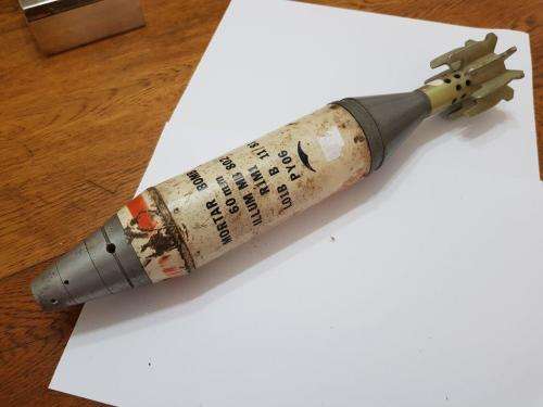Old De-activated Mortar bomb. No overseas bidders allowed on this item.