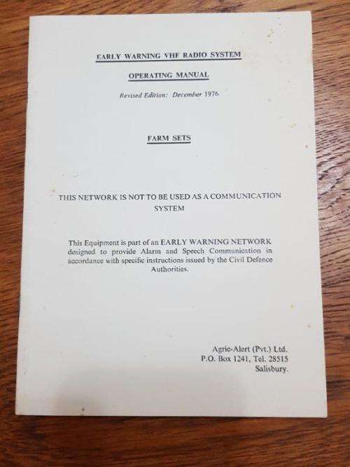 Early Warning VHF Radio System Operating Manual. Rhodesia