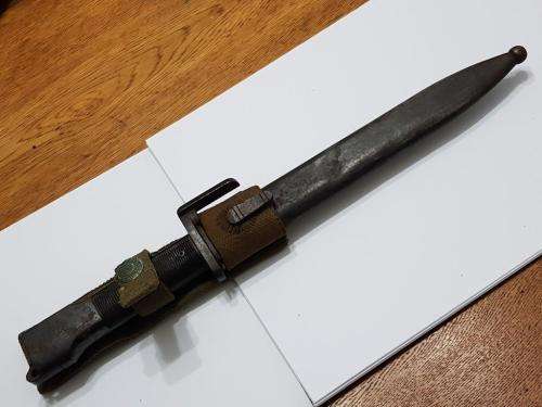 Belgian FN FAL Bayonet with Scabbard. As used by SA.