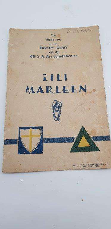 Original WWII 8th Army Lili Marleen Music sheet.