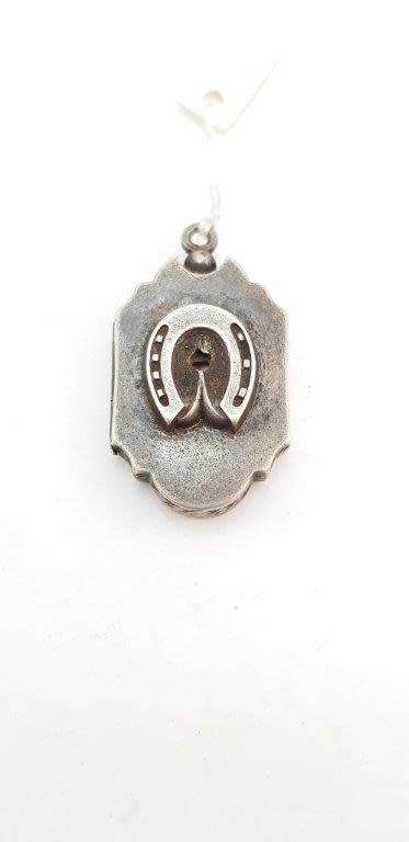 Silver Horseshoe Locket with soldier's picture. (EX4) 8 Grams.