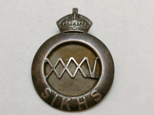 Rare XXXV Sikhs Pagri badge 1901-1922.