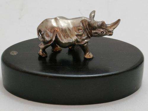Patrick Mavros Sterling Silver Rhino Head Up Place Card Holder.