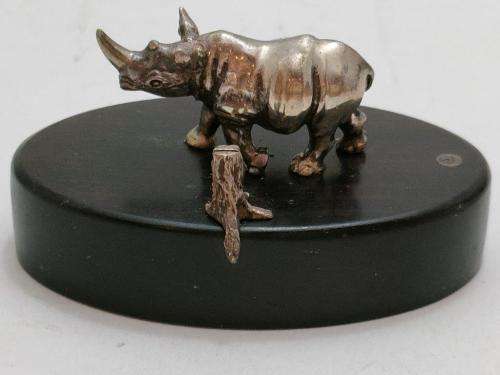 Patrick Mavros Sterling Silver Rhino Head Up Place Card Holder.