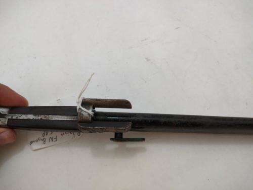 Belguim FN Bayonet and sheath. As used by SAP. Replaced wooden grips and release button missing.