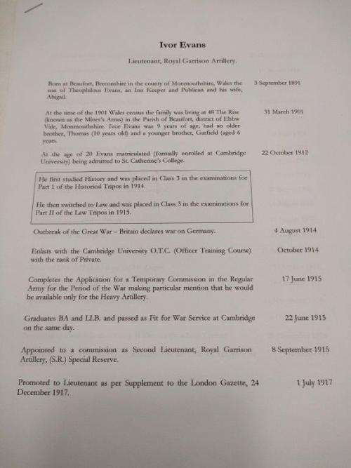 WWI Medal pair awarded to Lt. Ivor Evans Royal Garrison Artillery