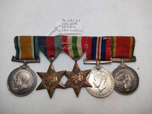 WWI and WWII Medal group awarded to Cpl G.R.C Hill 2nd SAI and SAEC tunneling Company.