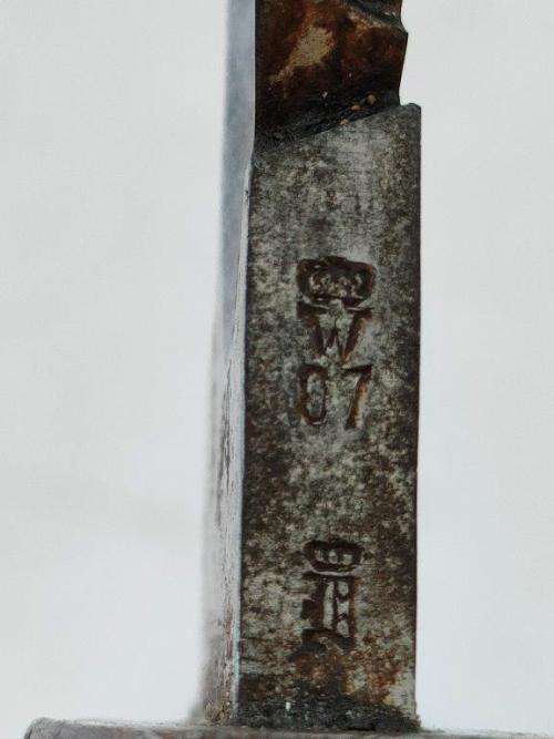 German South West Africa KS98 Sawback Bayonet with matching numbers. 1907 Erfurt KS1958