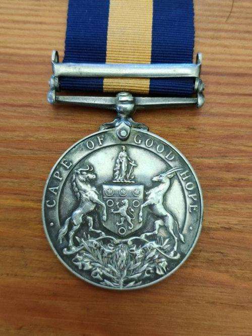 Cape of Good Hope General Service Medal awarded to Pte J Baker DEOVR. Bar Bechuanaland.