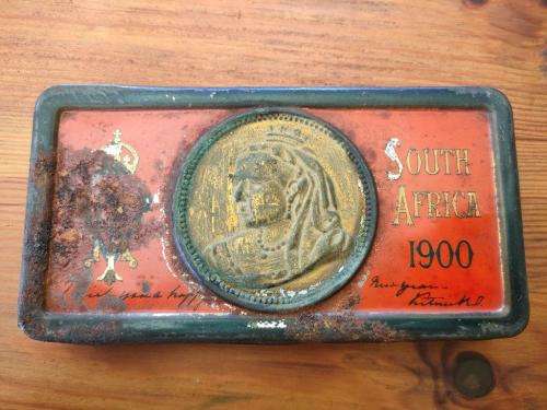 Boer War Chockolate tin engraved on back `Presented to Lance Corporal Baker January 1900 from Her Ma
