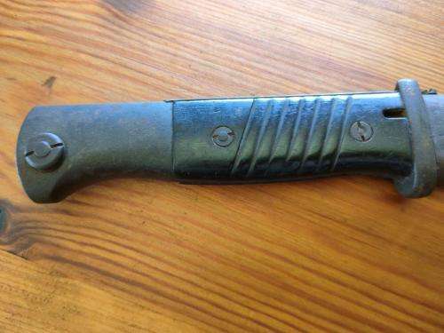 German WWII KS98 bayonet and scabbard. With matching numbers Scabbard made by Carl Eikhorn.