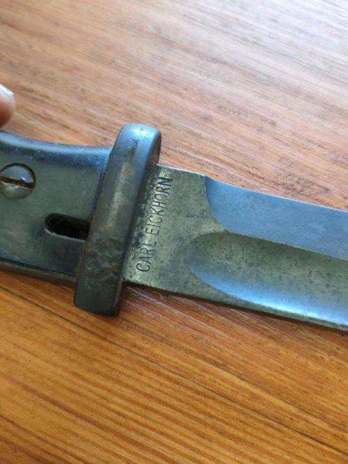 German WWII KS98 bayonet and scabbard. With matching numbers Scabbard made by Carl Eikhorn.
