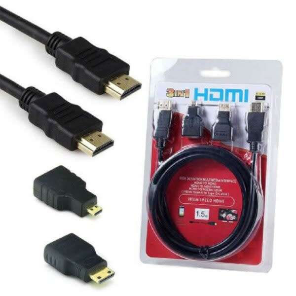 3 In 1 HDMI To HDMI Cable Mini Micro HDMI Adaptor Cable Kit for Tablet PC HDTV 1.5M
