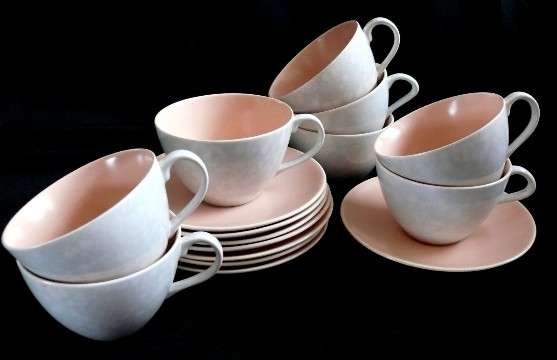 ENGLISH POOLE TEA /COFFEE SET,8 cups &saucers.Pls check all pics etc.