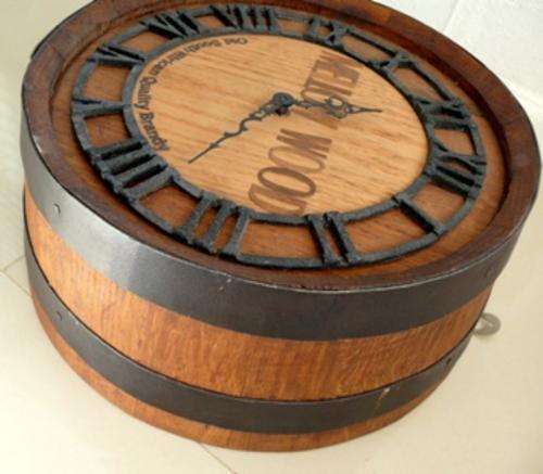 REAL OAK BARELL PIECE WITH CLOCKFACE..OR USE IT AS  A PLANTER