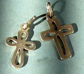 CRAZY R1 START! TWO SMALL STERLING SILVER CROSSES