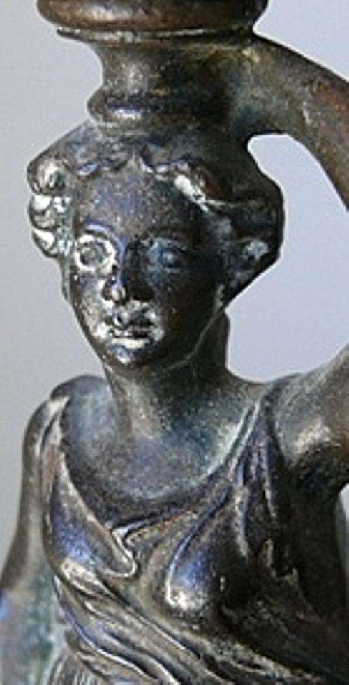 .ANTIQUE FIGURINE WITH BELL.Pls see all images