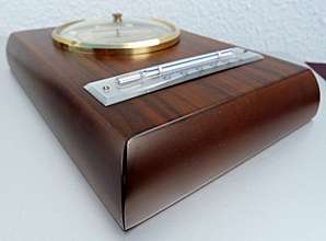 BAROMETER AND THERMOMETER ON SOLID WOOD.WORKING COND.MADE IN GERMANY
