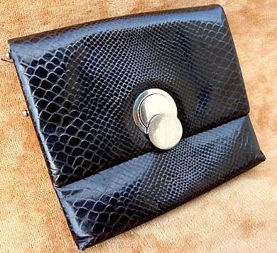 BLACK ART DECO CLUTCH WITH UNUSUAL FITTING