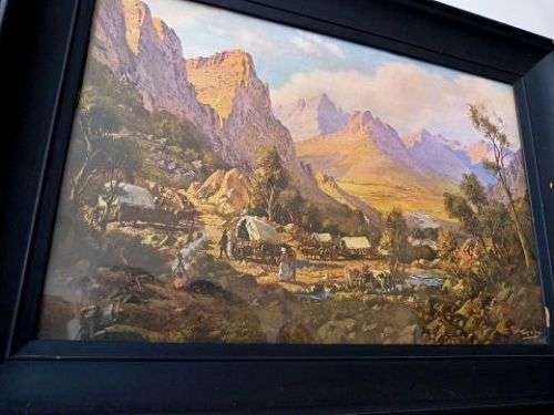 OLD PRINT TINUS DE JONGH 1938. VOORTREKKER