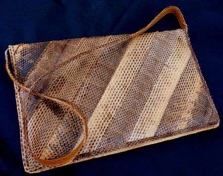VINTAGE GENUINE SNAKE/ PHYTON CLUTCH WITH HANDLE.