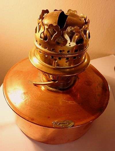 ANTIQUE COPPER AND BRASS OIL LAMP BASE