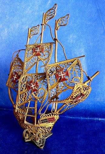 MODEL OF A SHIP, PORTUGAL, FILIGREE METAL, PLS READ.