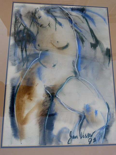 JAN VISSER, 1993. NUDE. SIGNED ORIGINAL.MIXED MEDIA