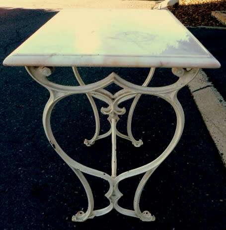 ANTIQUE METAL STAND WITH MARBLE TOP. collection only