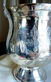 VINTAGE ENGRAVED SILVER BUCKET, QUALITY PLATING.