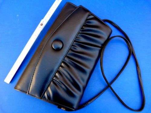 VINTAGE BLACK CLUTCH OR SLING BAG. PU LEATHER