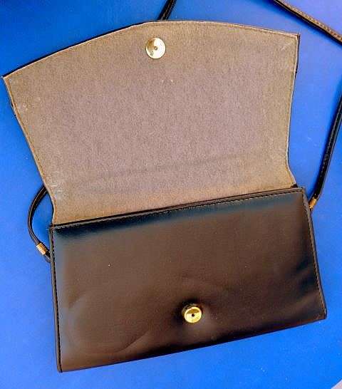 VINTAGE BLACK CLUTCH OR SLING BAG. PU LEATHER