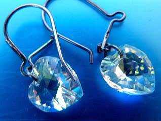 VINTAGE CRYSTAL EARRINGS, ON STERLING SILVER. AUSTRIAN CRYSTALS, 2 DIFFERENT CUTS