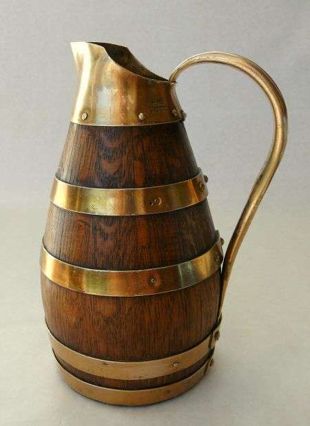 OAK/BRASS WINE PITCHER   GERAUD LAFITTE MEILLEUR OUVRIER DE FRANCE 1933