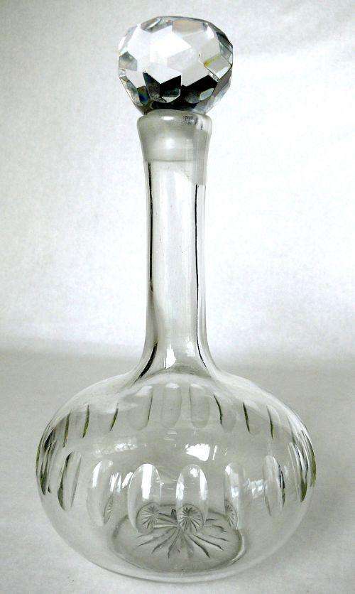 CUT GLASS DECANTER WITH "CRYSTAL"STOPPER