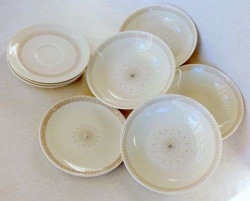 ROYAL DOULTON "MORNING STAR" ,4 SAUCERS,4 BOWLS ,1 SIDEPLATE,MADE IN ENGLAND