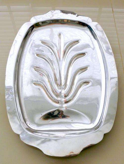 MEAT SERVING DISH,SILVER PLATED