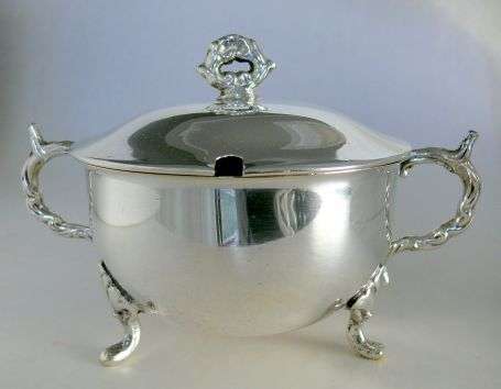 SUGAR BOWL WITH LID,SILVER PLATED EM-ESS,SP ON B