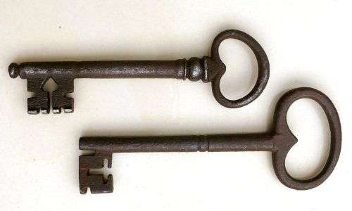 TWO ANTIQUE IRON KEYS