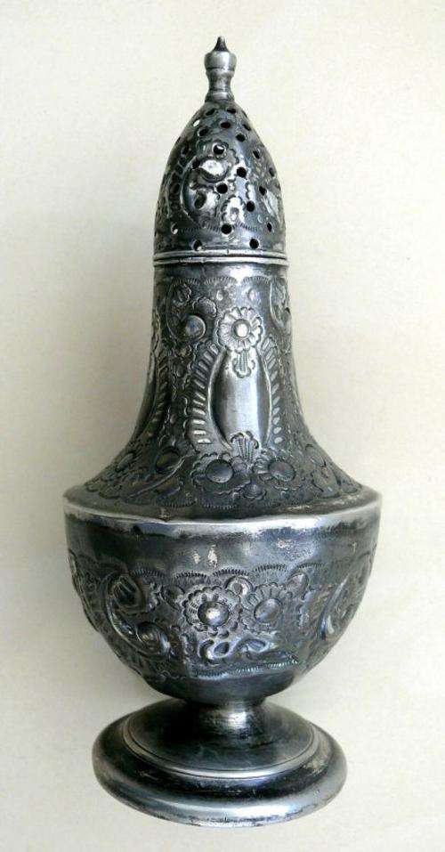 SUGAR CASTOR,PEWTER,STAMPED HB & M 7641