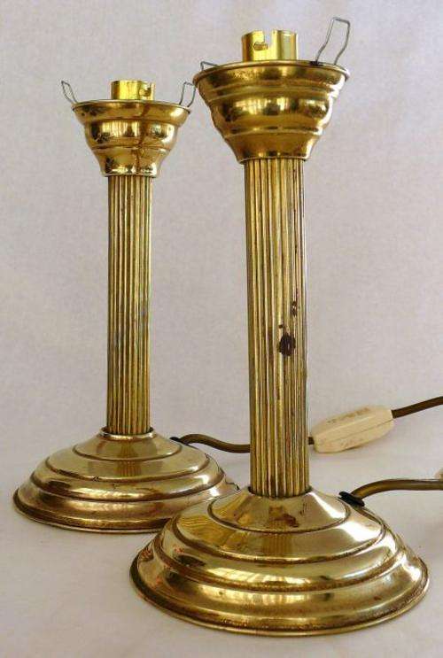 A PAIR OF BRASS BEDSIDE LAMPS,PLEASE NOTE...