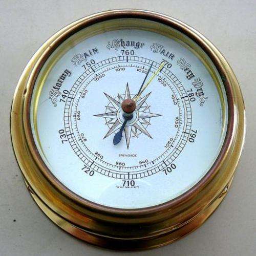 BRASS SHIP'S BAROMETER,WEST GERMANY,WORKING