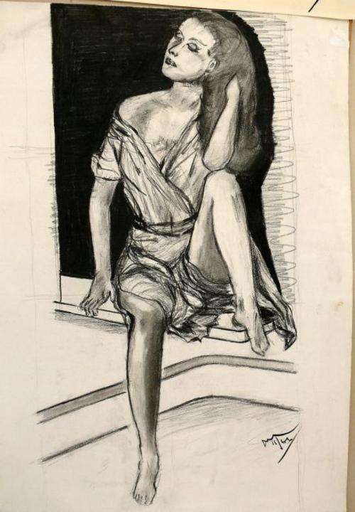 FOUR CHARCOAL STUDIES SIGNED/1965