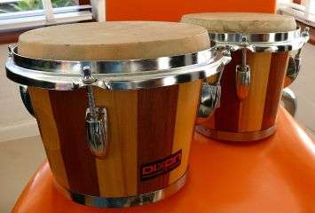 DIXON BONGO SET(19CM AND 16CM),WOOD AND STAINLESS STEEL