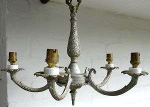 CAST BRASS CHANDELIER ,GREY PAINTED