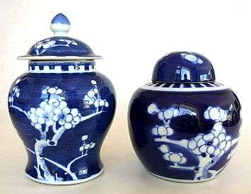 TWO GINGER JARS,BLUE/WHITE