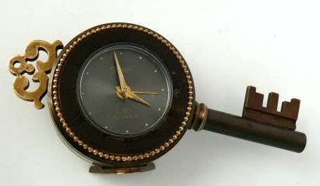 SWIZA KEY SHAPED ALARM CLOCK ,8 JEWELS,SWISS MADE