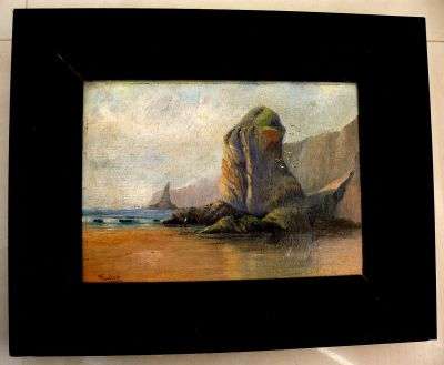 ORIGINAL OIL PAINTING "BEDRUTHAN STEPS" SINED BY ARTIST, CORNWALL ENGLAND CA.1925