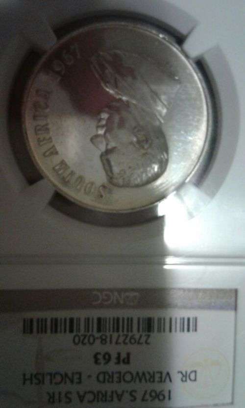 SUPER RARE.1967 ENGLISH SILVER R1 NGC graded PF63.ALTERNATE LANGUAGE